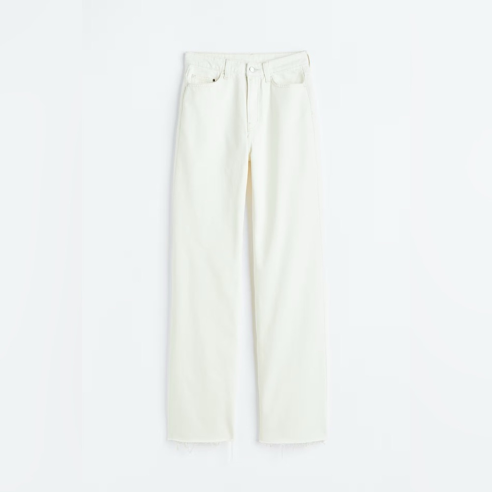 H&M White Straight Leg Jeans Classic Style